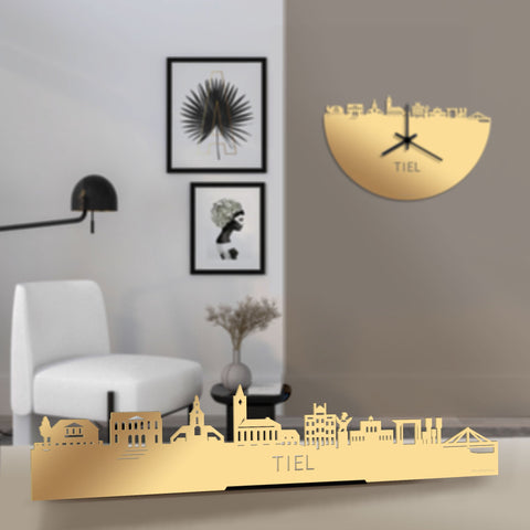 Standing Skyline Tiel Metallic Goud gerecycled kunststof cadeau decoratie relatiegeschenk van WoodWideCities