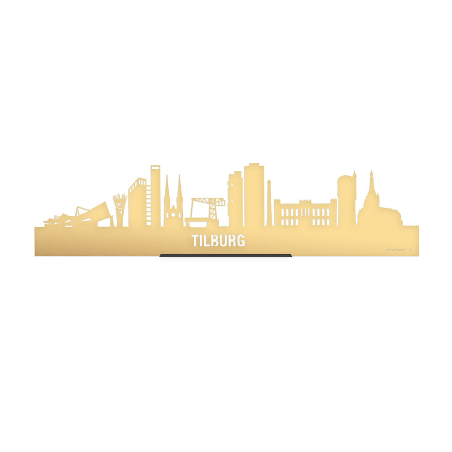 Standing Skyline Tilburg Metallic Goud gerecycled kunststof cadeau decoratie relatiegeschenk van WoodWideCities