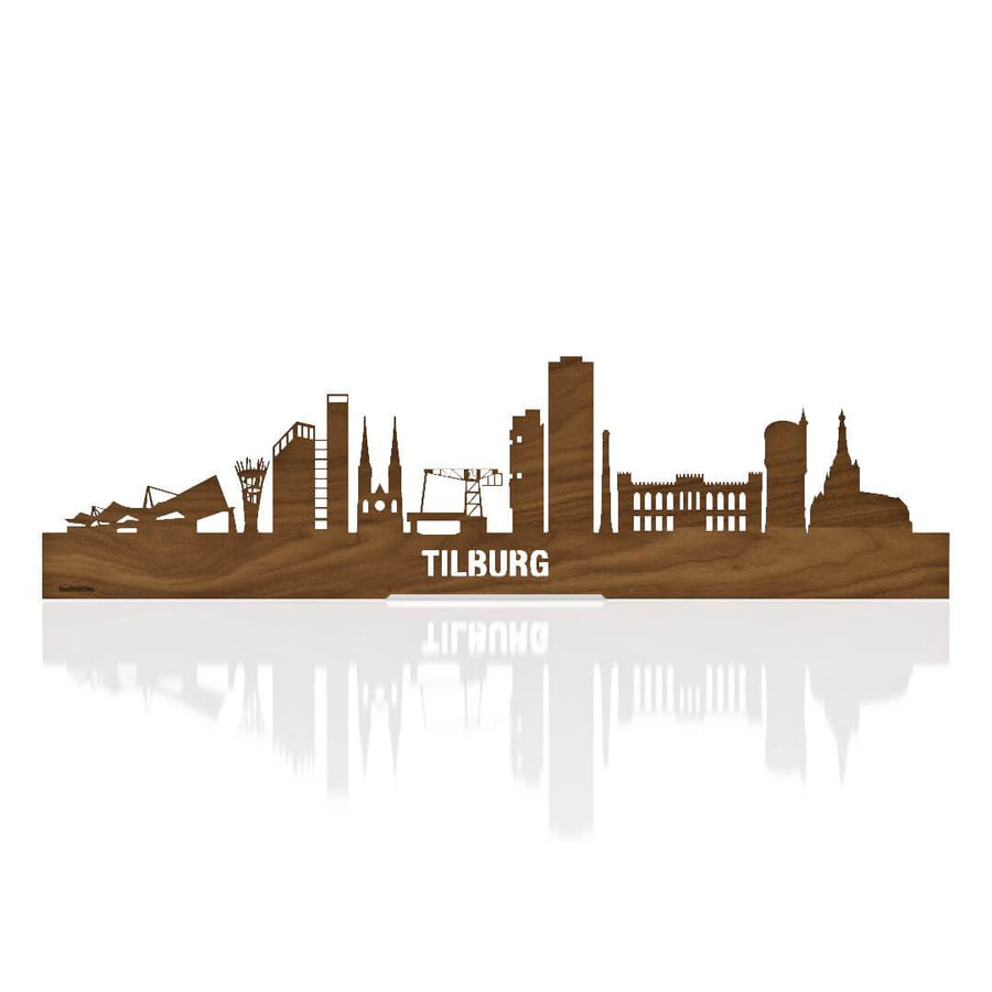 Standing Skyline Tilburg Noten houten cadeau decoratie relatiegeschenk van WoodWideCities