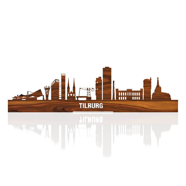 Standing Skyline Tilburg Palissander houten cadeau decoratie relatiegeschenk van WoodWideCities