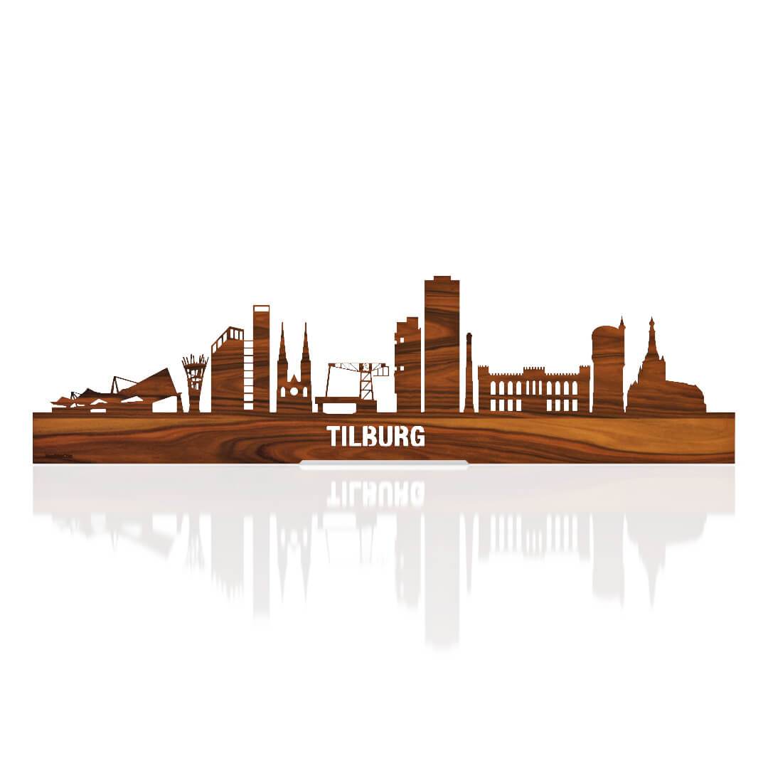 Standing Skyline Tilburg Palissander houten cadeau decoratie relatiegeschenk van WoodWideCities