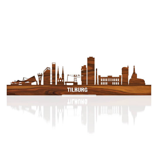 Standing Skyline Tilburg Palissander houten cadeau decoratie relatiegeschenk van WoodWideCities