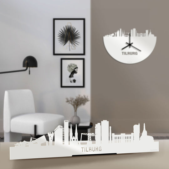 Standing Skyline Tilburg Wit glanzend gerecycled kunststof cadeau decoratie relatiegeschenk van WoodWideCities