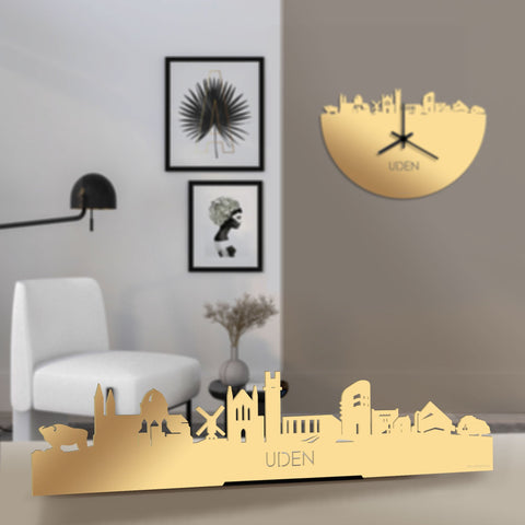 Standing Skyline Uden Metallic Goud gerecycled kunststof cadeau decoratie relatiegeschenk van WoodWideCities