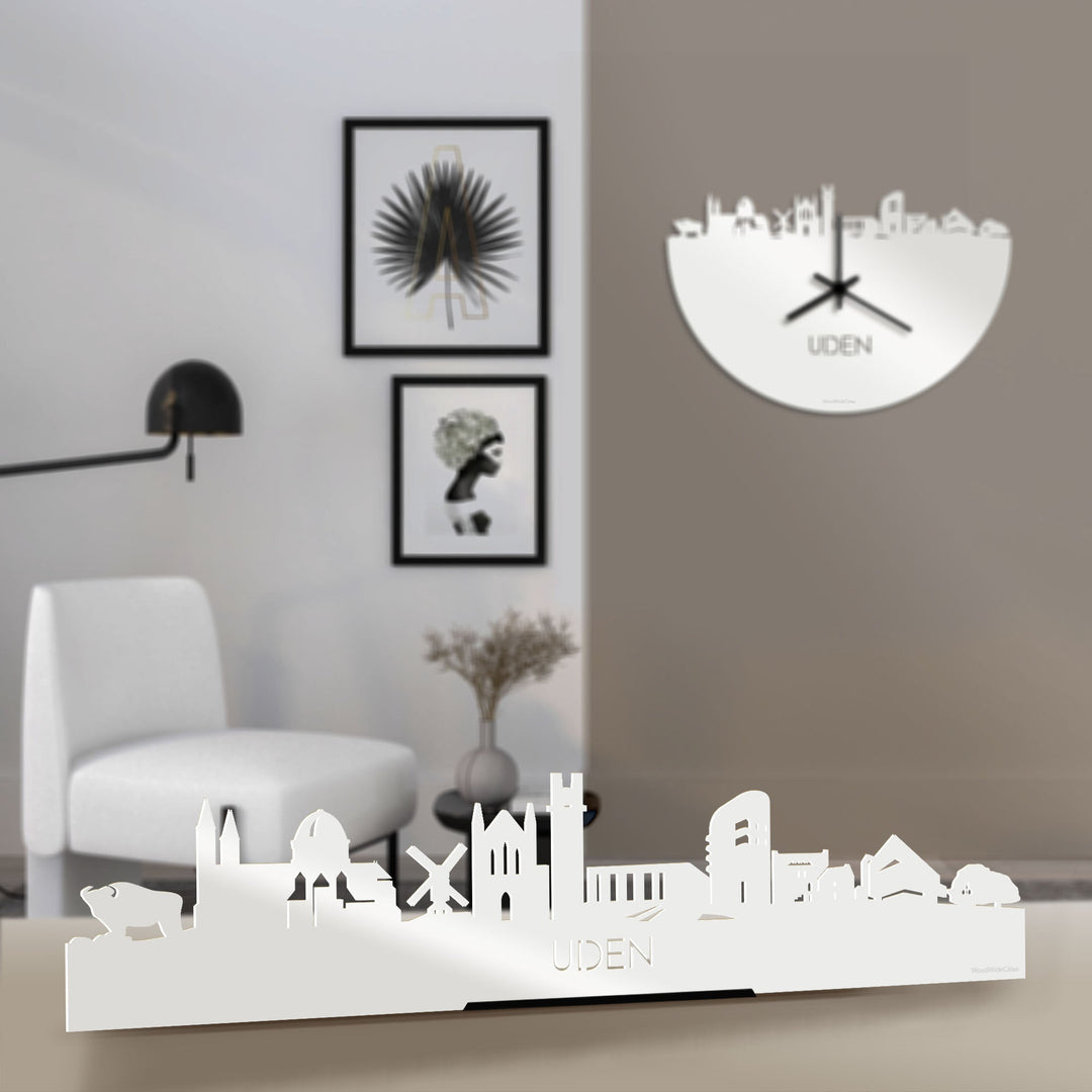 Standing Skyline Uden Wit glanzend gerecycled kunststof cadeau decoratie relatiegeschenk van WoodWideCities