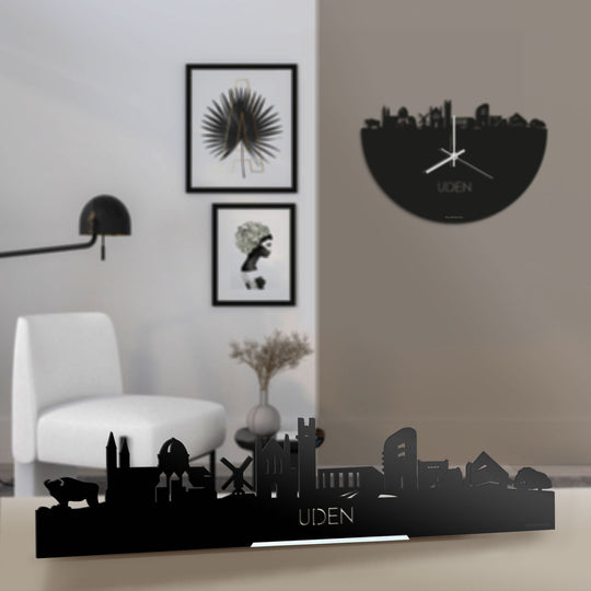 Standing Skyline Uden Zwart glanzend gerecycled kunststof cadeau decoratie relatiegeschenk van WoodWideCities