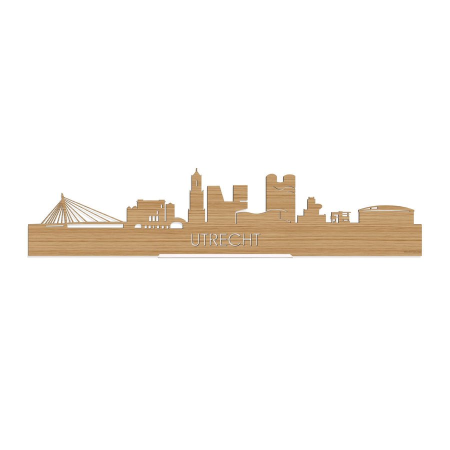 Standing Skyline Utrecht Bamboe 40 cm  houten cadeau decoratie relatiegeschenk van WoodWideCities