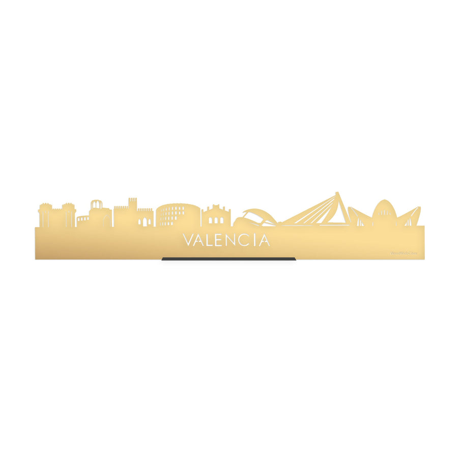 Standing Skyline Valencia Metallic Goud gerecycled kunststof cadeau decoratie relatiegeschenk van WoodWideCities