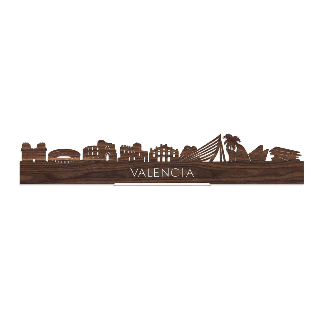Standing Skyline Valencia Noten 40 cm  houten cadeau decoratie relatiegeschenk van WoodWideCities