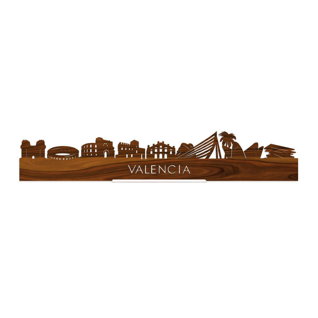 Standing Skyline Valencia Palissander 40 cm  houten cadeau decoratie relatiegeschenk van WoodWideCities