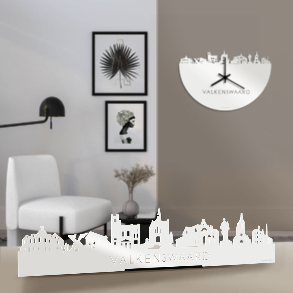 Standing Skyline Valkenswaard Wit glanzend gerecycled kunststof cadeau decoratie relatiegeschenk van WoodWideCities