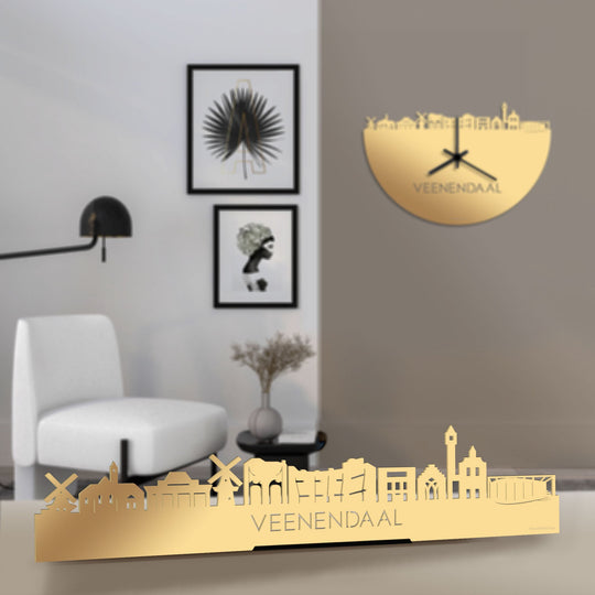 Standing Skyline Veenendaal Metallic Goud gerecycled kunststof cadeau decoratie relatiegeschenk van WoodWideCities