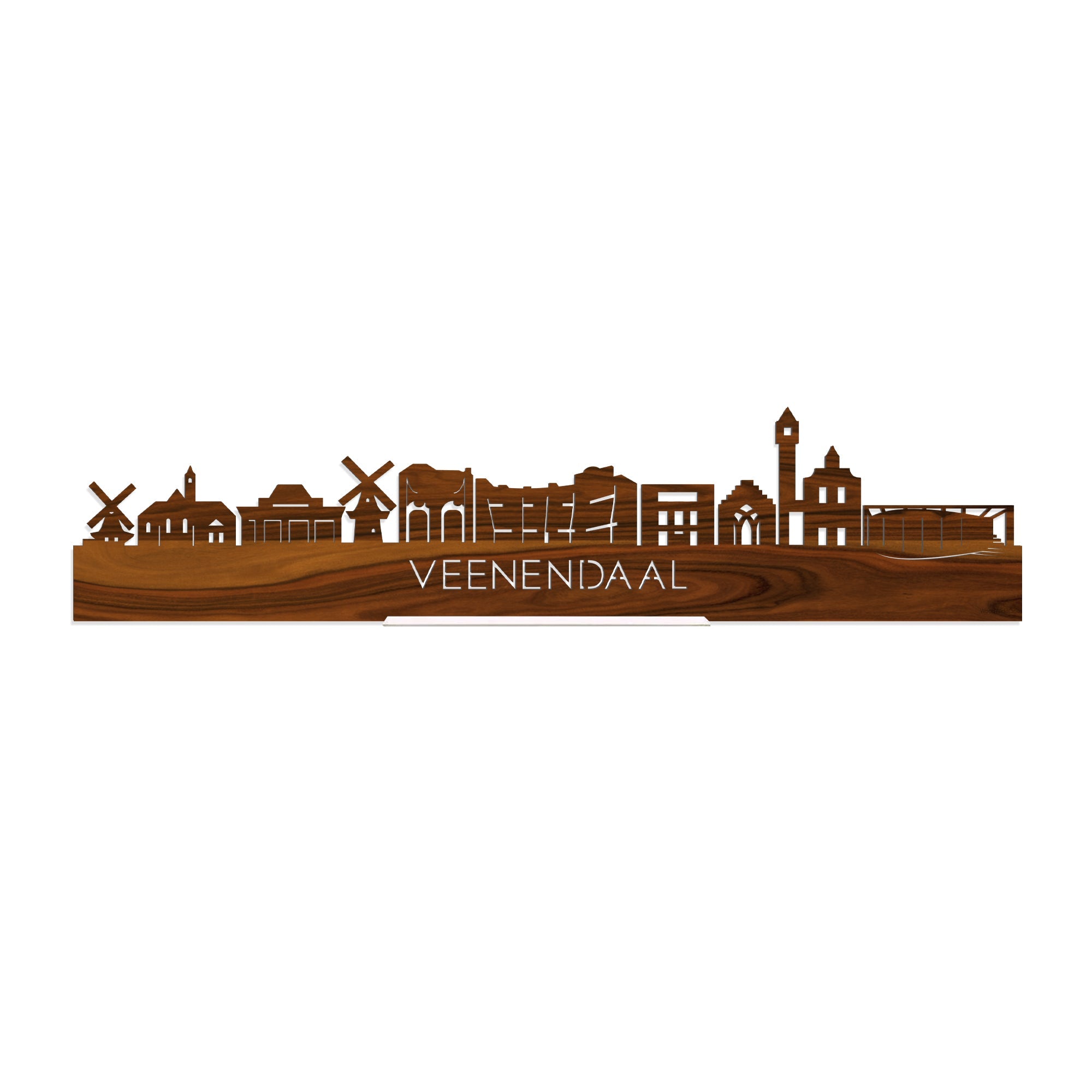 Standing Skyline Veenendaal Palissander houten cadeau decoratie relatiegeschenk van WoodWideCities