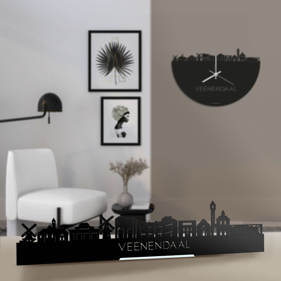 Standing Skyline Veenendaal Zwart glanzend gerecycled kunststof cadeau decoratie relatiegeschenk van WoodWideCities