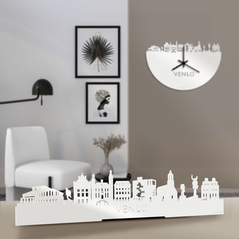 Standing Skyline Venlo Wit glanzend gerecycled kunststof cadeau decoratie relatiegeschenk van WoodWideCities