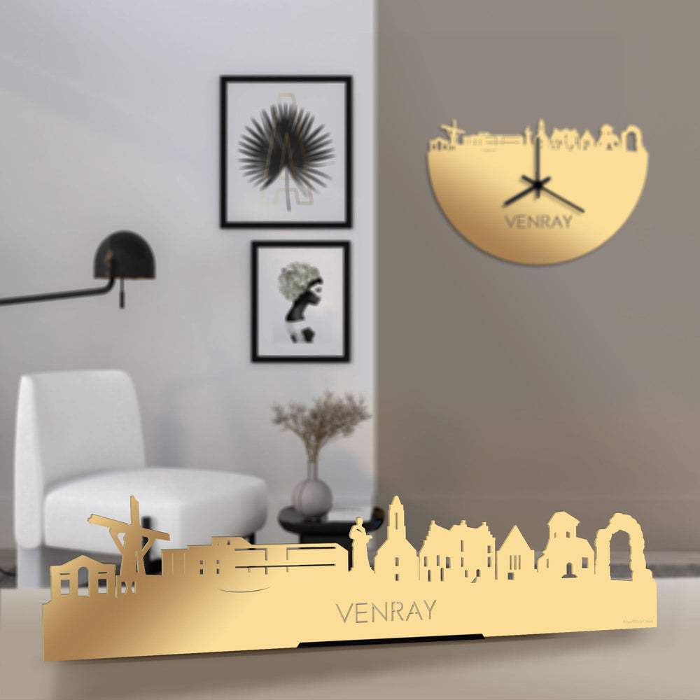 Standing Skyline Venray Metallic Goud gerecycled kunststof cadeau decoratie relatiegeschenk van WoodWideCities