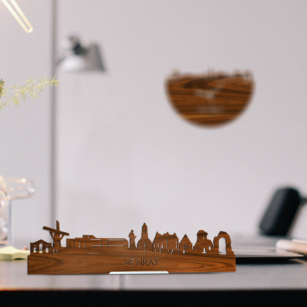Standing Skyline Venray Palissander houten cadeau decoratie relatiegeschenk van WoodWideCities