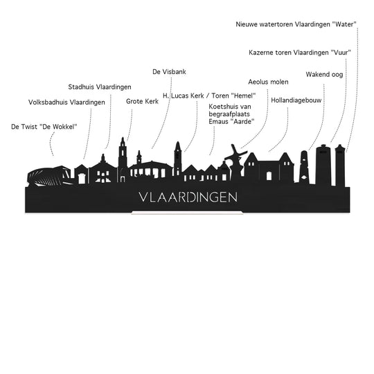 Standing Skyline Vlaardingen Wit glanzend gerecycled kunststof cadeau decoratie relatiegeschenk van WoodWideCities
