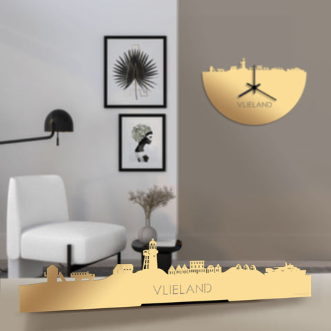 Standing Skyline Vlieland Metallic Goud gerecycled kunststof cadeau decoratie relatiegeschenk van WoodWideCities