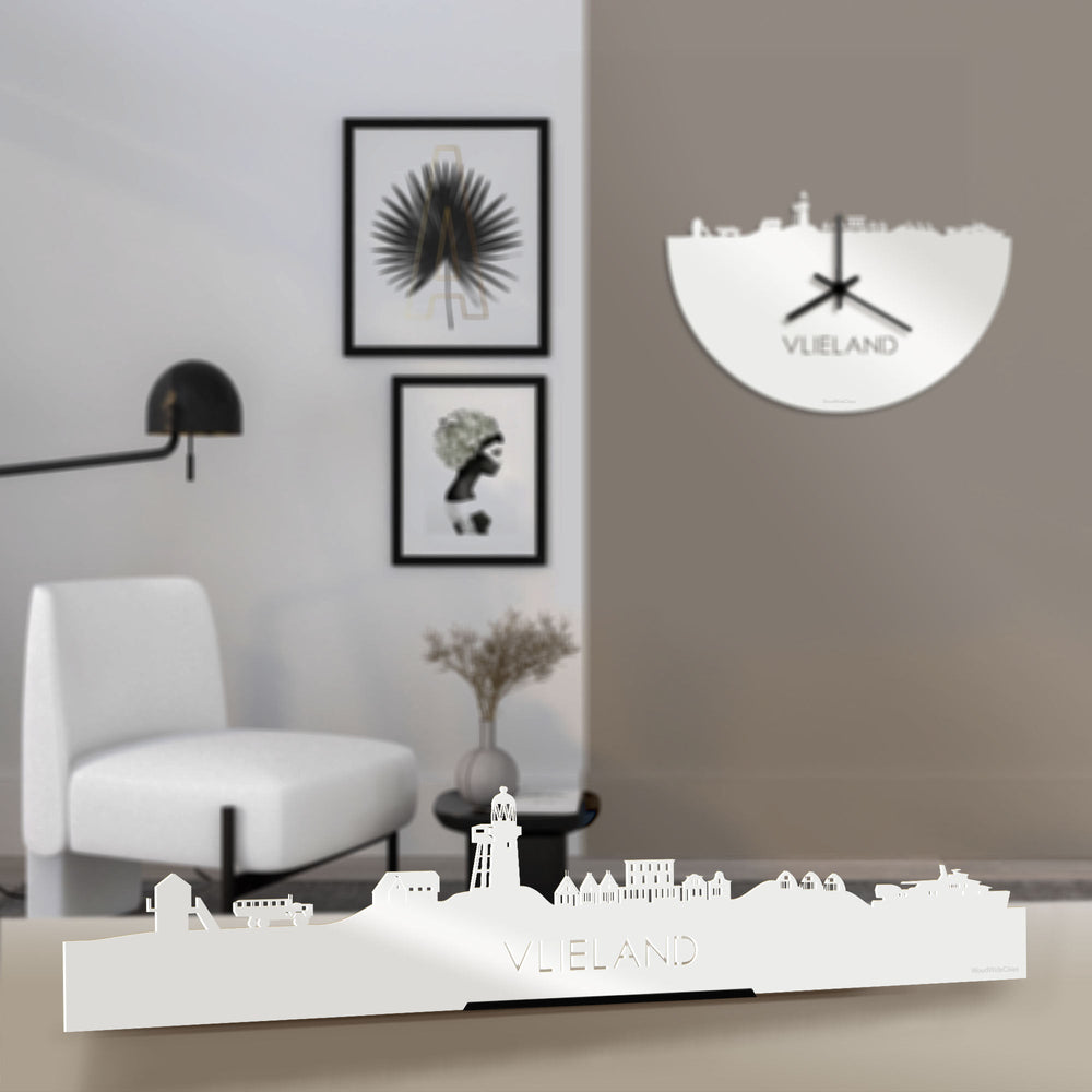 Standing Skyline Vlieland Wit glanzend gerecycled kunststof cadeau decoratie relatiegeschenk van WoodWideCities