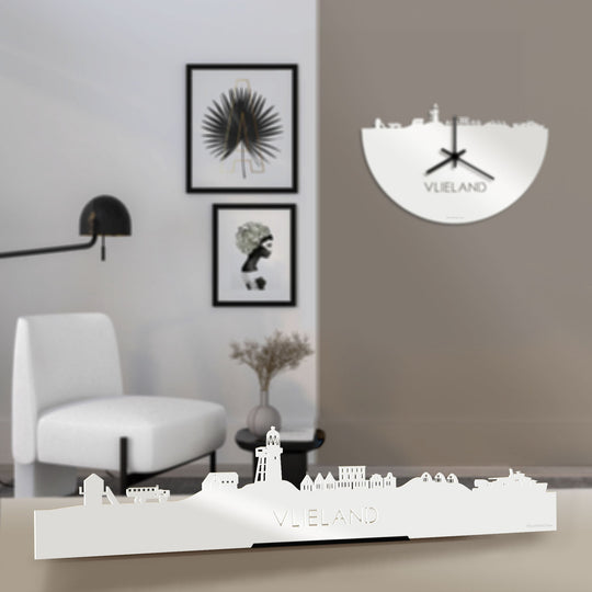 Standing Skyline Vlieland Wit glanzend gerecycled kunststof cadeau decoratie relatiegeschenk van WoodWideCities