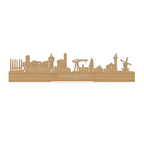 Standing Skyline Vlissingen Bamboe houten cadeau decoratie relatiegeschenk van WoodWideCities