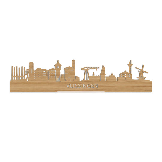 Standing Skyline Vlissingen Bamboe houten cadeau decoratie relatiegeschenk van WoodWideCities