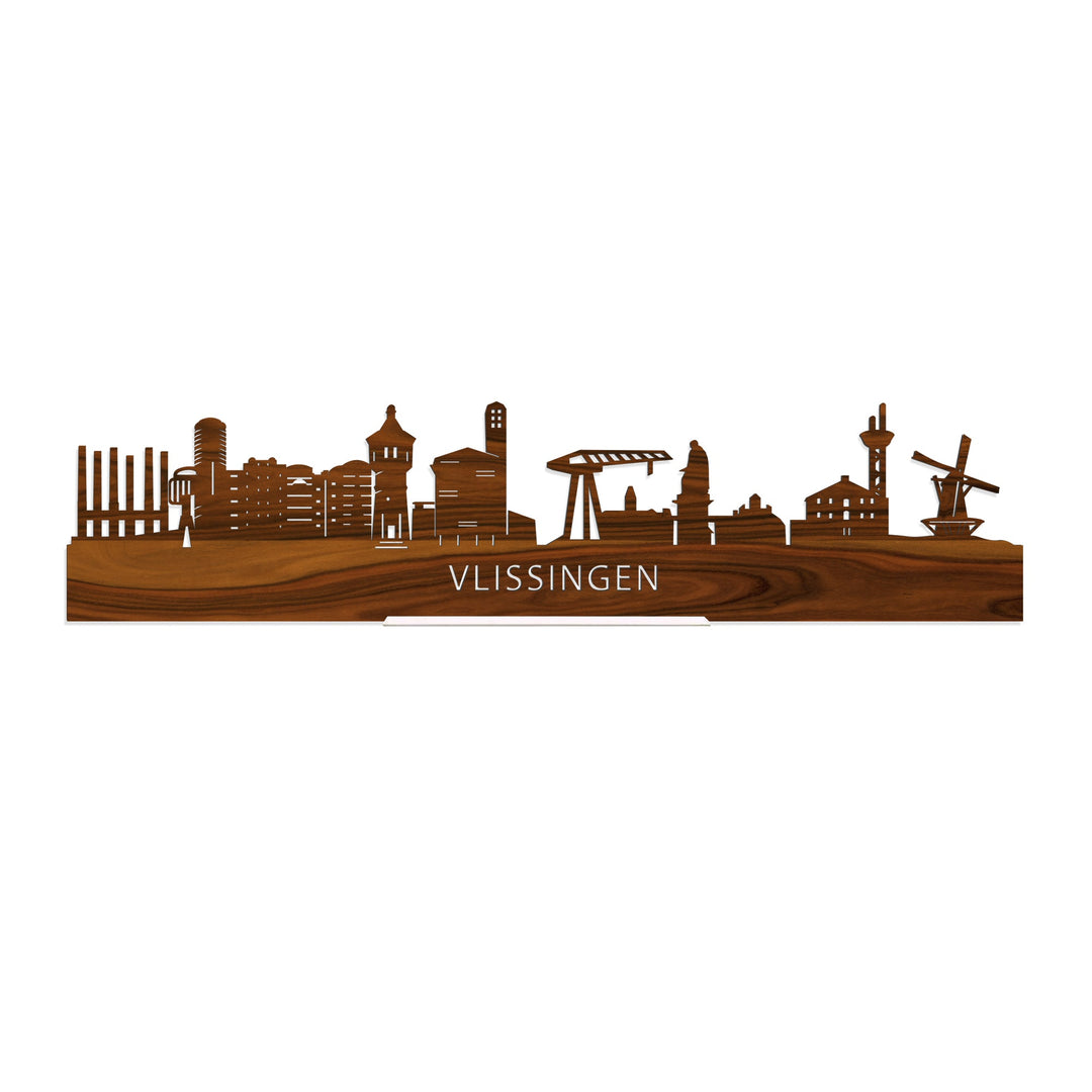Standing Skyline Vlissingen Palissander houten cadeau decoratie relatiegeschenk van WoodWideCities