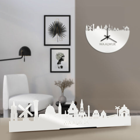 Standing Skyline Waalwijk Wit glanzend gerecycled kunststof cadeau decoratie relatiegeschenk van WoodWideCities