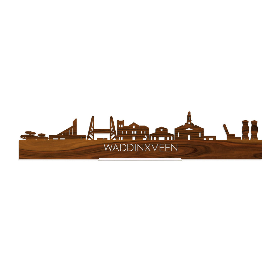 Standing Skyline Waddinxveen Palissander houten cadeau decoratie relatiegeschenk van WoodWideCities