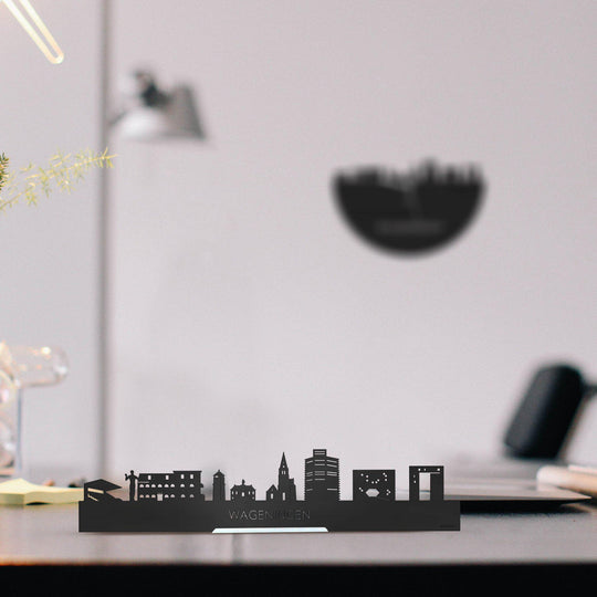 Standing Skyline Wageningen Black houten cadeau decoratie relatiegeschenk van WoodWideCities