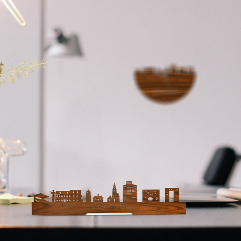 Standing Skyline Wageningen Palissander houten cadeau decoratie relatiegeschenk van WoodWideCities