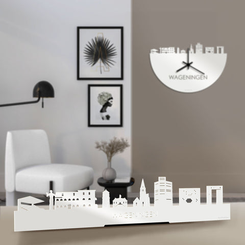 Standing Skyline Wageningen Wit glanzend gerecycled kunststof cadeau decoratie relatiegeschenk van WoodWideCities