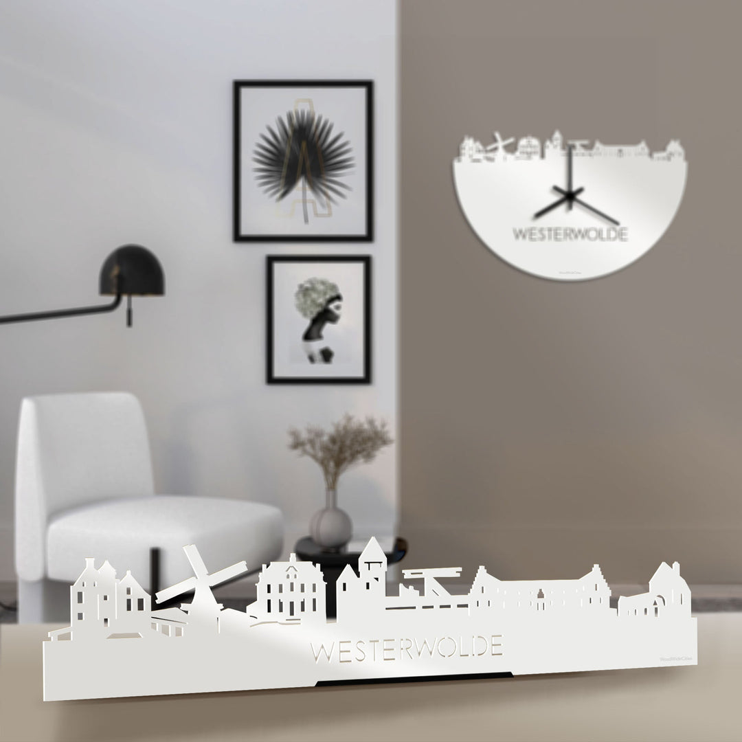 Standing Skyline Westerwolde Wit glanzend gerecycled kunststof cadeau decoratie relatiegeschenk van WoodWideCities