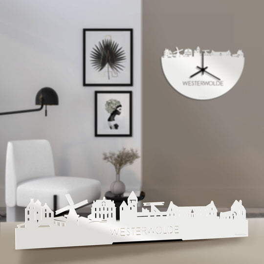 Standing Skyline Westerwolde Wit glanzend gerecycled kunststof cadeau decoratie relatiegeschenk van WoodWideCities