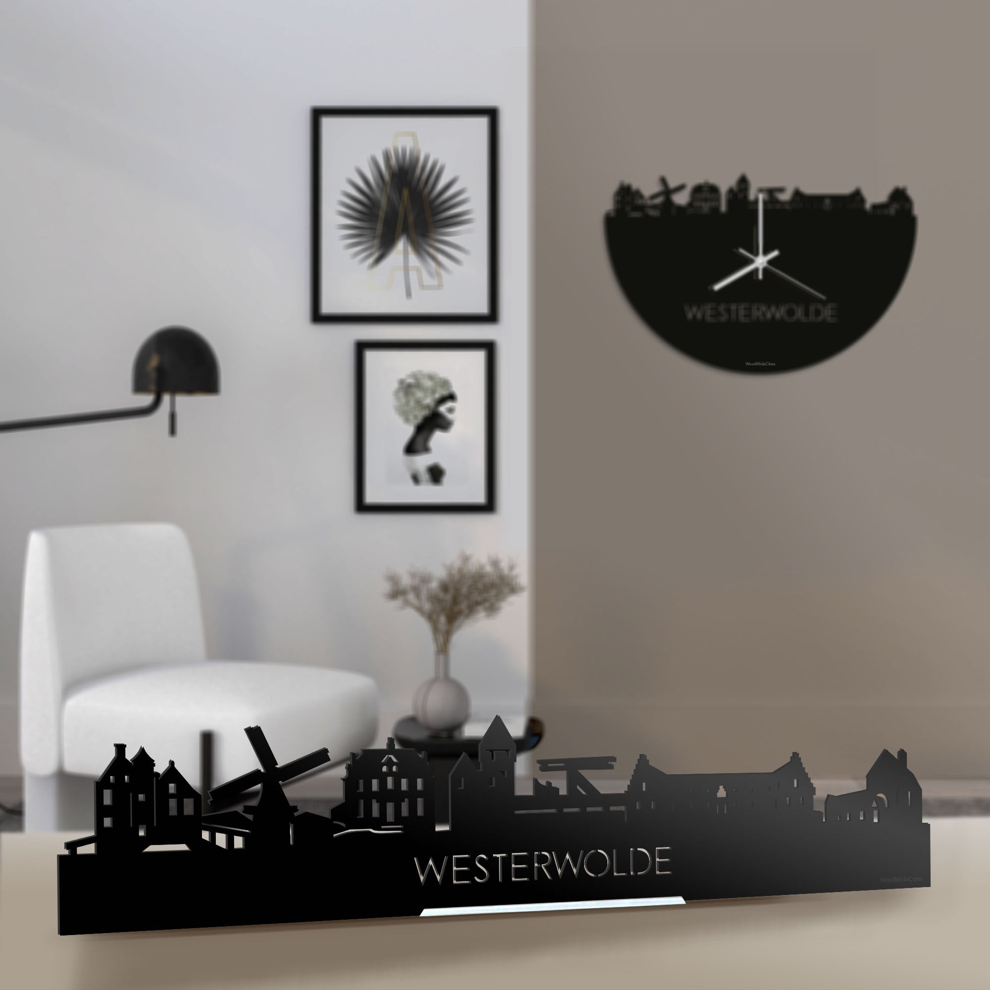 Standing Skyline Westerwolde Zwart glanzend gerecycled kunststof cadeau decoratie relatiegeschenk van WoodWideCities