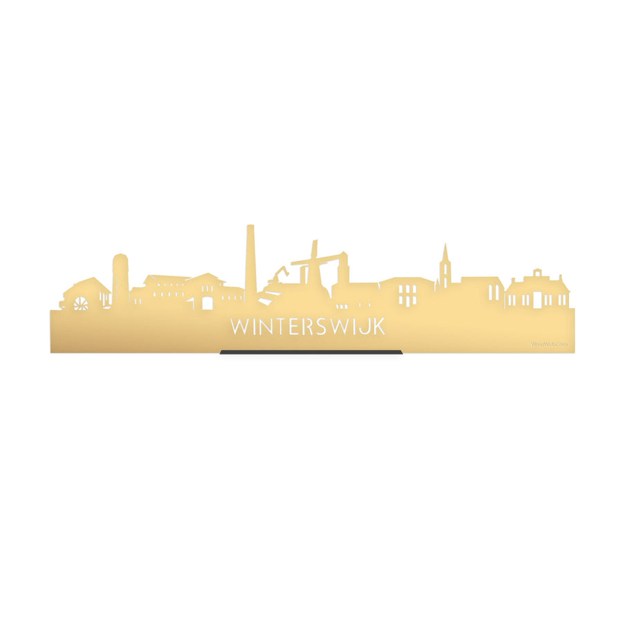 Standing Skyline Winterswijk Metallic Goud gerecycled kunststof cadeau decoratie relatiegeschenk van WoodWideCities