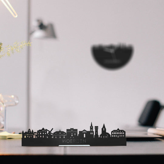 Standing Skyline Woerden Zwart houten cadeau decoratie relatiegeschenk van WoodWideCities