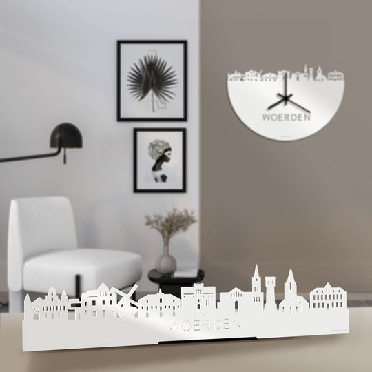 Standing Skyline Woerden Wit glanzend gerecycled kunststof cadeau decoratie relatiegeschenk van WoodWideCities