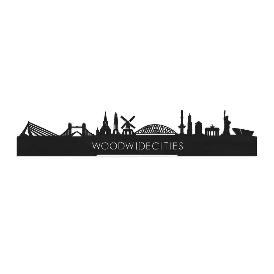 Standing Skyline WoodWideCities Black 40 cm  houten cadeau decoratie relatiegeschenk van WoodWideCities