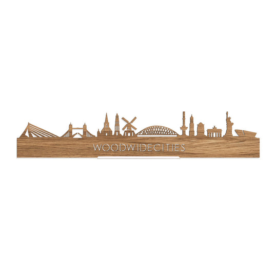 Standing Skyline WoodWideCities Eiken 40 cm  houten cadeau decoratie relatiegeschenk van WoodWideCities