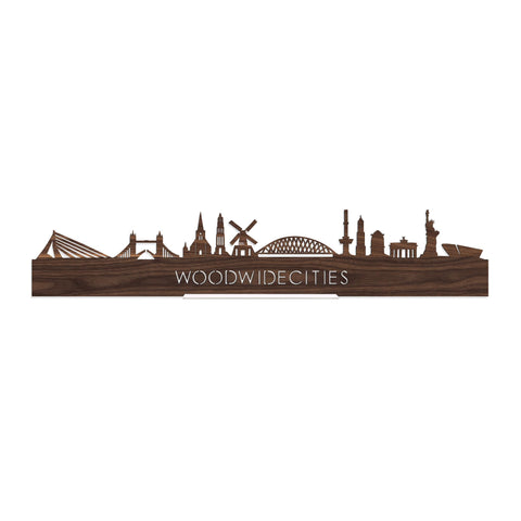 Standing Skyline WoodWideCities Noten 40 cm  houten cadeau decoratie relatiegeschenk van WoodWideCities