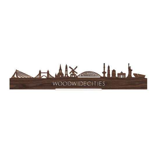 Standing Skyline WoodWideCities Noten 40 cm  houten cadeau decoratie relatiegeschenk van WoodWideCities