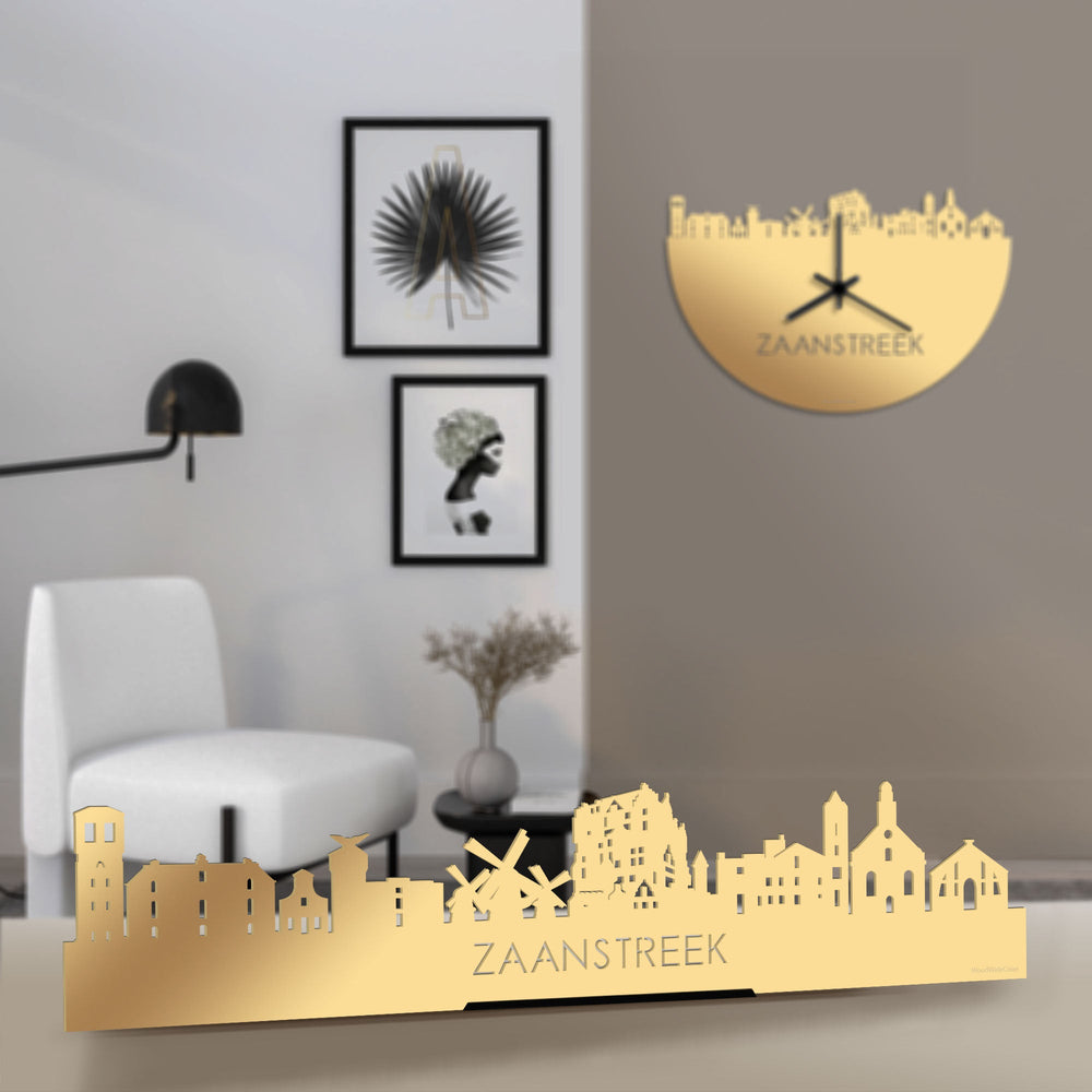Standing Skyline Zaanstreek Metallic Goud gerecycled kunststof cadeau decoratie relatiegeschenk van WoodWideCities