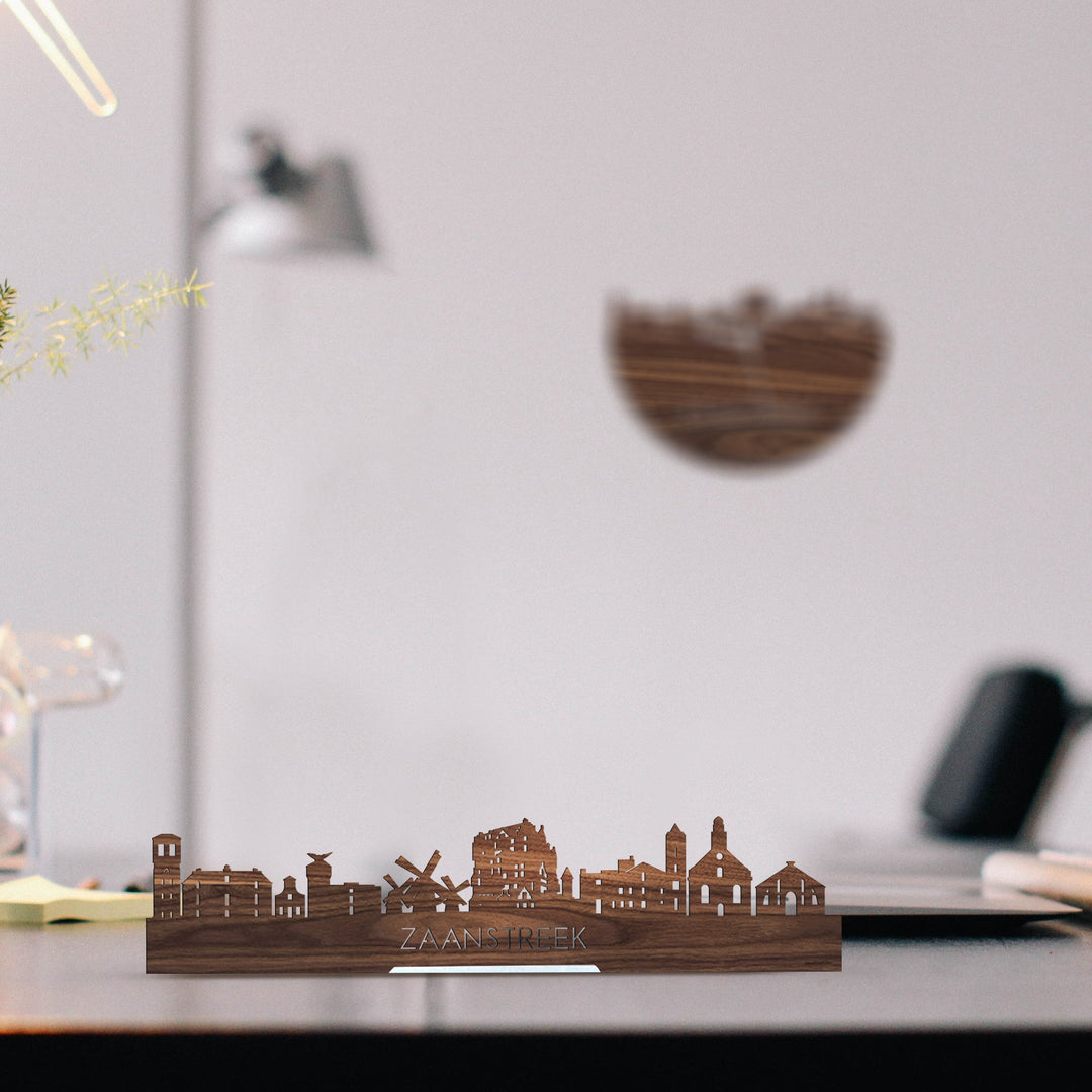 Standing Skyline Zaanstreek Noten houten cadeau decoratie relatiegeschenk van WoodWideCities