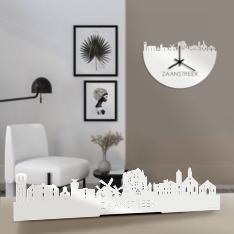 Standing Skyline Zaanstreek Wit glanzend gerecycled kunststof cadeau decoratie relatiegeschenk van WoodWideCities