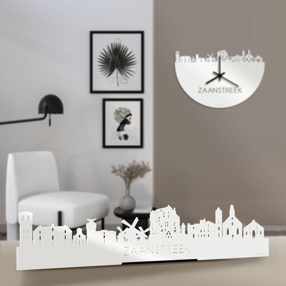 Standing Skyline Zaanstreek Wit glanzend gerecycled kunststof cadeau decoratie relatiegeschenk van WoodWideCities