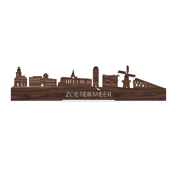 Standing Skyline Zoetermeer Noten 40 cm  houten cadeau decoratie relatiegeschenk van WoodWideCities