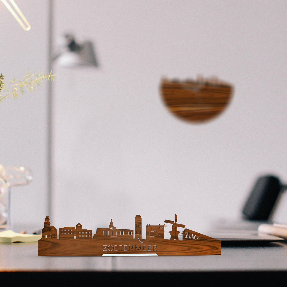 Standing Skyline Zoetermeer Palissander houten cadeau decoratie relatiegeschenk van WoodWideCities