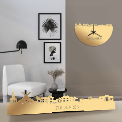 Standing Skyline Zuidlaren Metallic Goud gerecycled kunststof cadeau decoratie relatiegeschenk van WoodWideCities